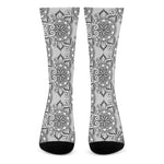 Zentangle Floral Pattern Print Crew Socks
