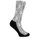 Zentangle Floral Pattern Print Crew Socks