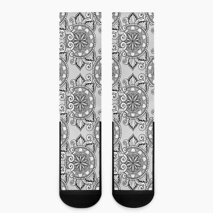 Zentangle Floral Pattern Print Crew Socks