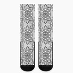Zentangle Floral Pattern Print Crew Socks