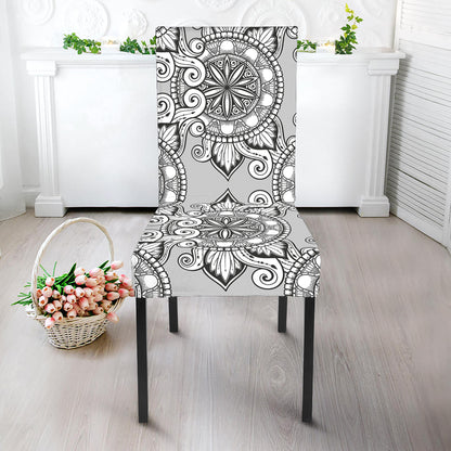 Zentangle Floral Pattern Print Dining Chair Slipcover