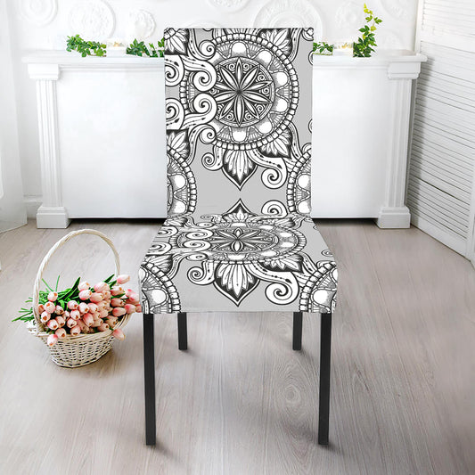 Zentangle Floral Pattern Print Dining Chair Slipcover