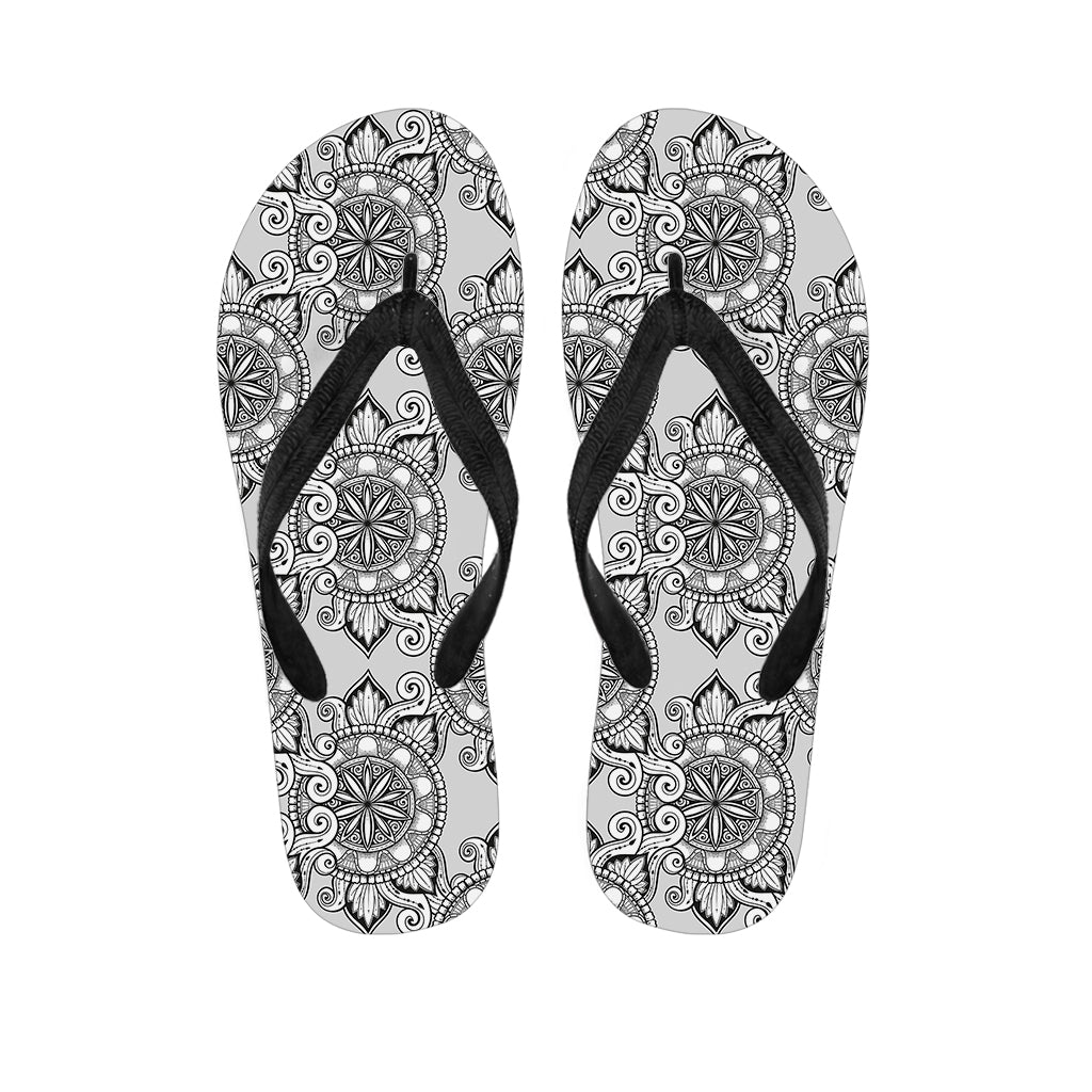 Zentangle Floral Pattern Print Flip Flops