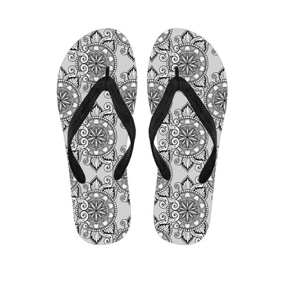 Zentangle Floral Pattern Print Flip Flops