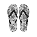 Zentangle Floral Pattern Print Flip Flops