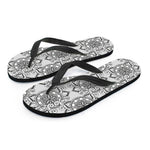 Zentangle Floral Pattern Print Flip Flops