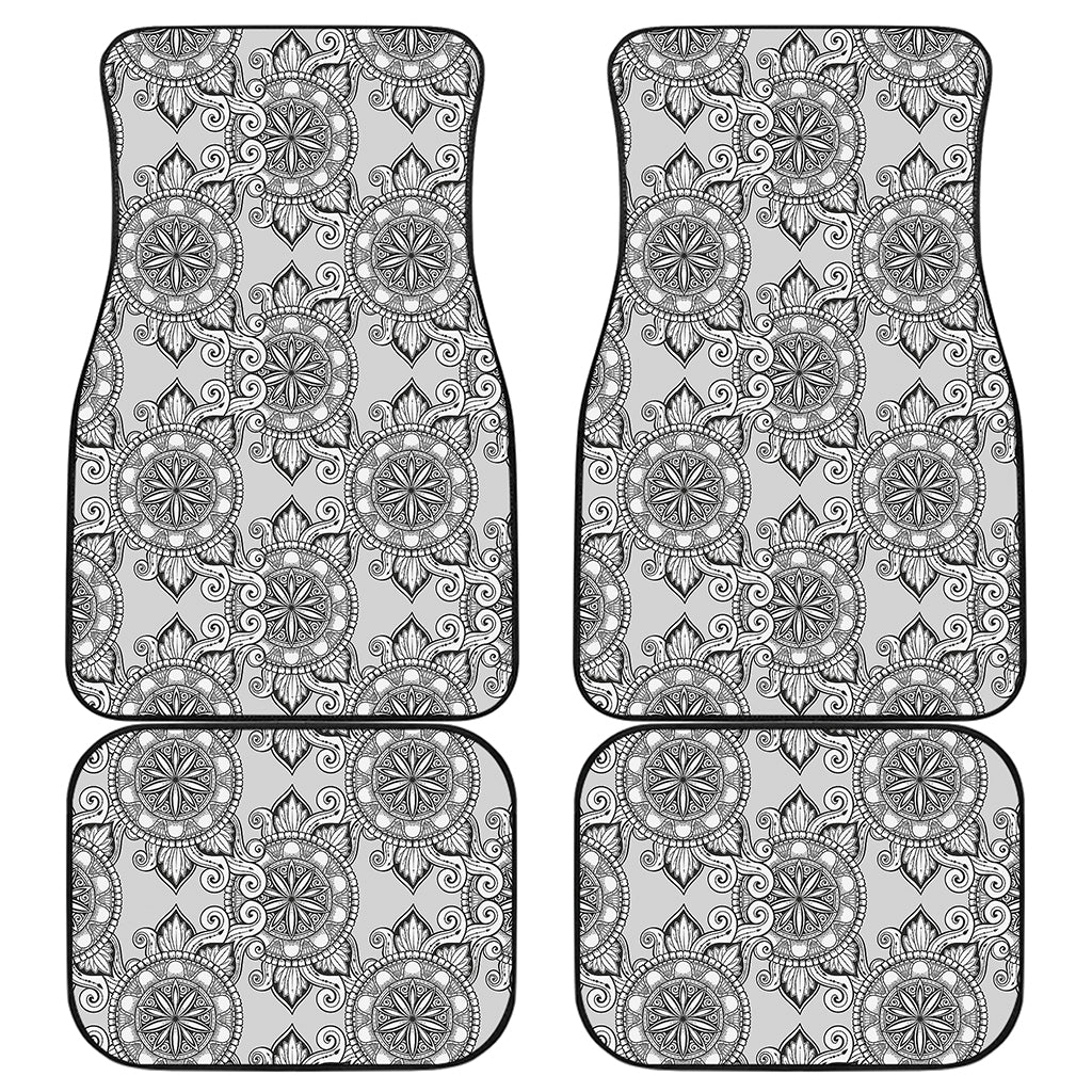 Zentangle Floral Pattern Print Front and Back Car Floor Mats