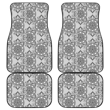 Zentangle Floral Pattern Print Front and Back Car Floor Mats