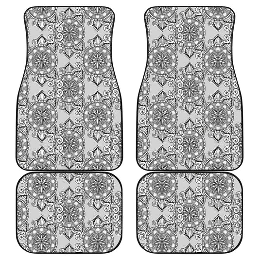 Zentangle Floral Pattern Print Front and Back Car Floor Mats