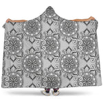 Zentangle Floral Pattern Print Hooded Blanket