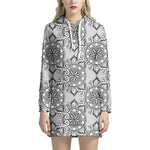 Zentangle Floral Pattern Print Hoodie Dress