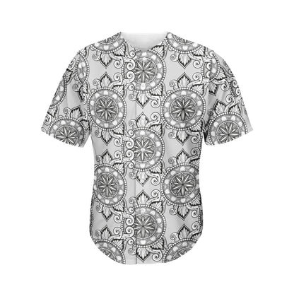 Zentangle Floral Pattern Print Men's Baseball Jersey