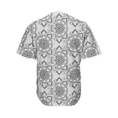 Zentangle Floral Pattern Print Men's Baseball Jersey