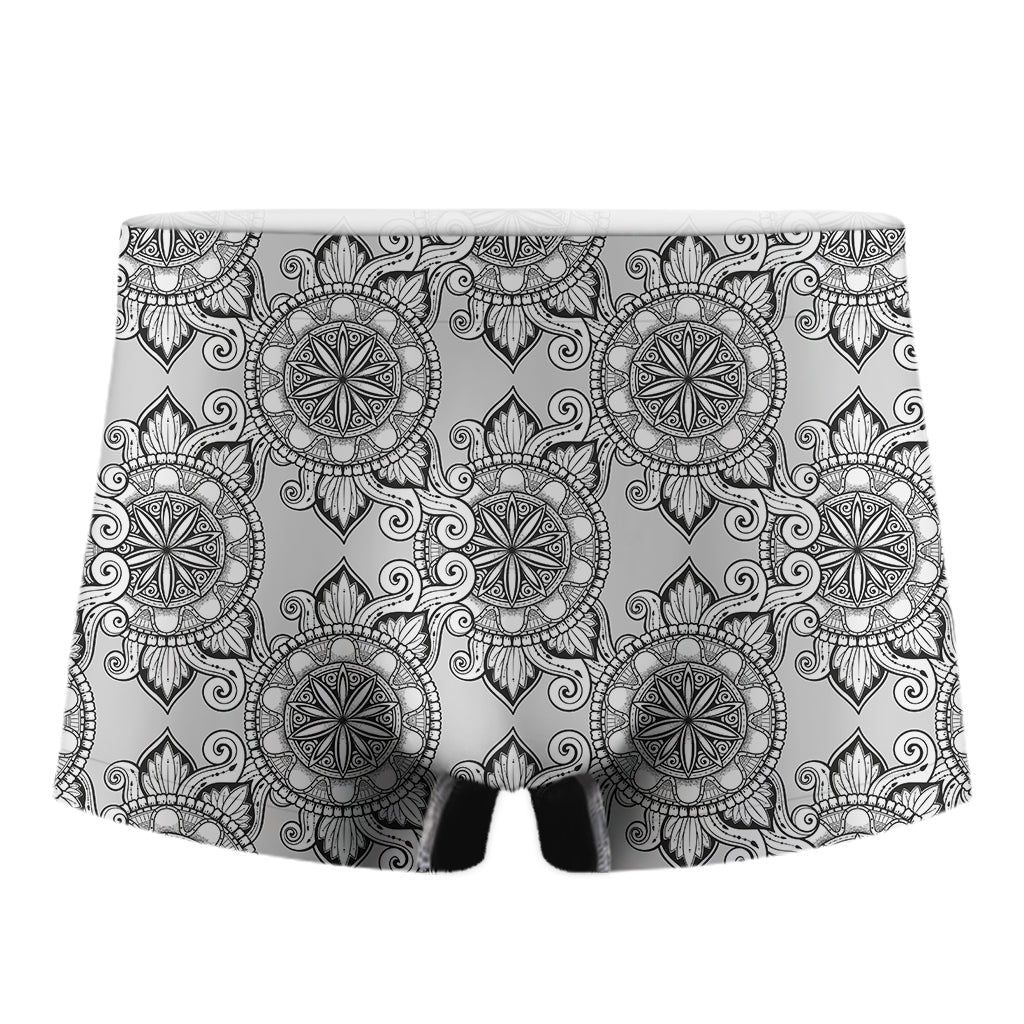Zentangle Floral Pattern Print Men's Boxer Briefs