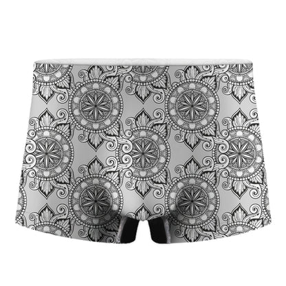 Zentangle Floral Pattern Print Men's Boxer Briefs