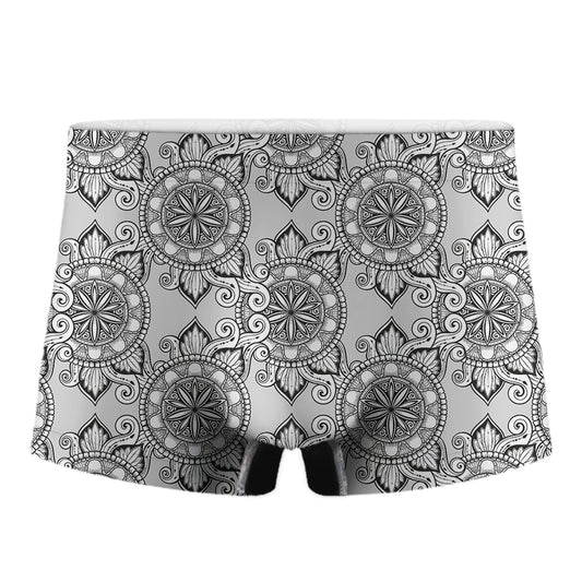 Zentangle Floral Pattern Print Men's Boxer Briefs