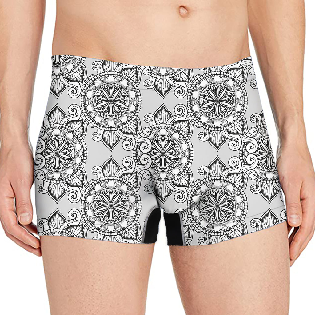 Zentangle Floral Pattern Print Men's Boxer Briefs