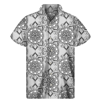 Zentangle Floral Pattern Print Men's Short Sleeve Shirt