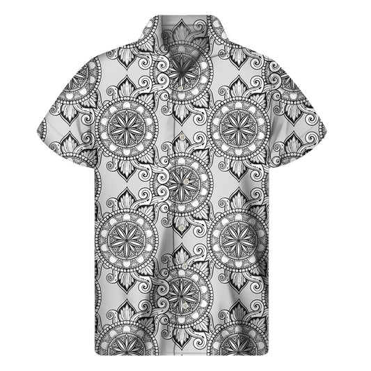 Zentangle Floral Pattern Print Men's Short Sleeve Shirt