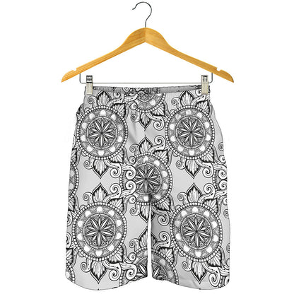 Zentangle Floral Pattern Print Men's Shorts
