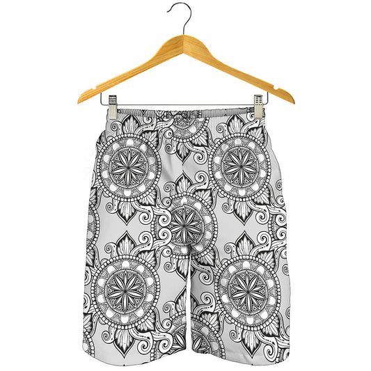 Zentangle Floral Pattern Print Men's Shorts