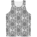 Zentangle Floral Pattern Print Men's Tank Top