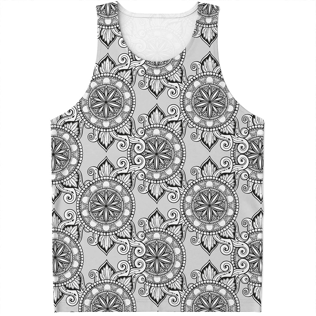 Zentangle Floral Pattern Print Men's Tank Top