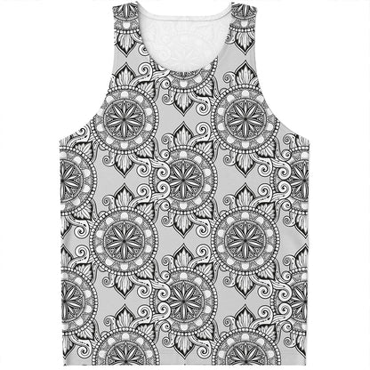 Zentangle Floral Pattern Print Men's Tank Top