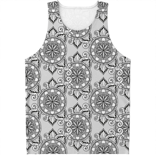 Zentangle Floral Pattern Print Men's Tank Top