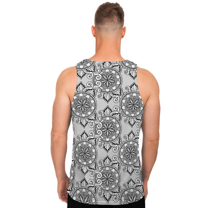 Zentangle Floral Pattern Print Men's Tank Top