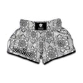 Zentangle Floral Pattern Print Muay Thai Boxing Shorts