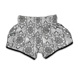 Zentangle Floral Pattern Print Muay Thai Boxing Shorts