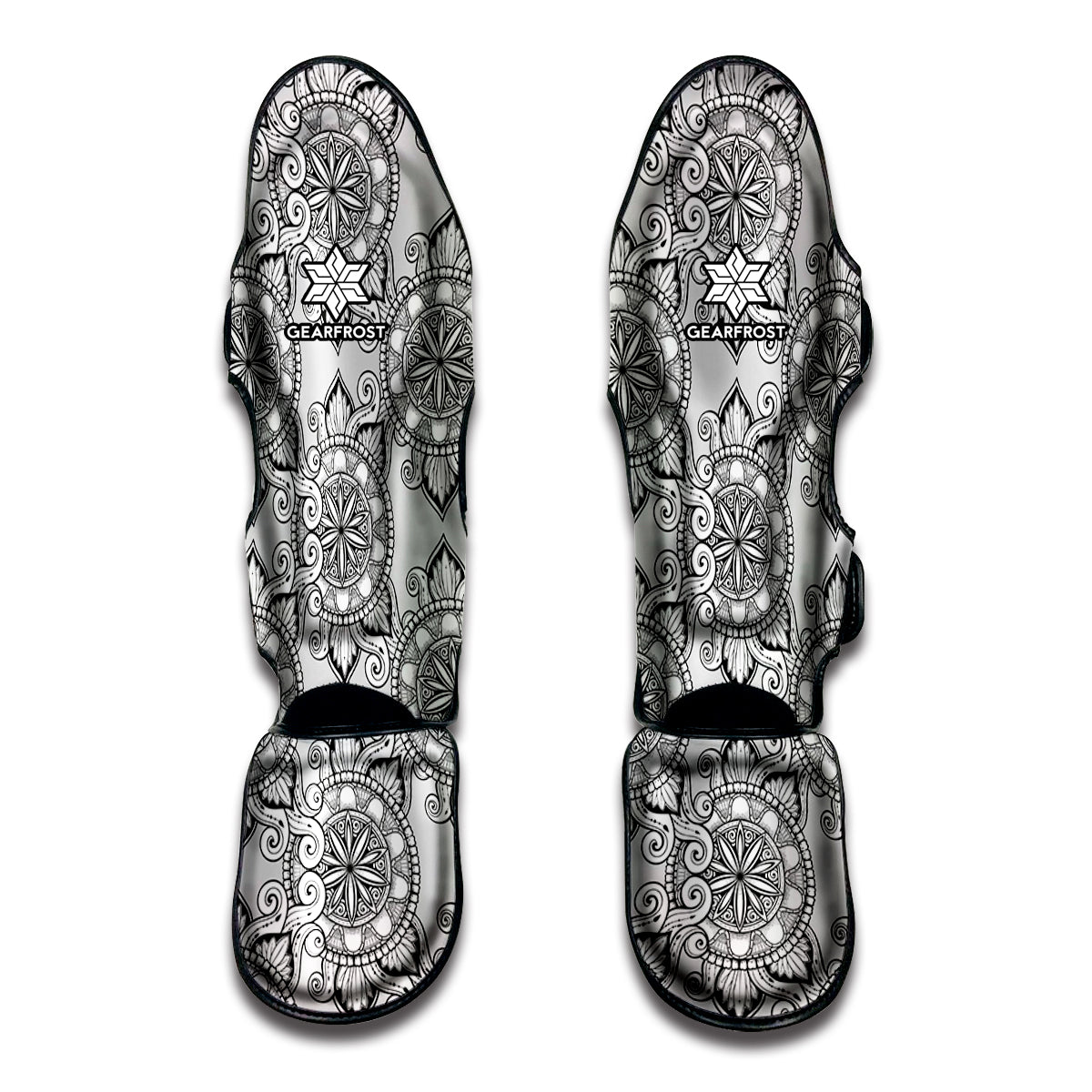 Zentangle Floral Pattern Print Muay Thai Shin Guard