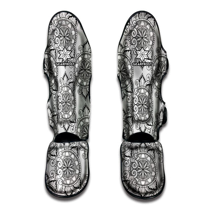 Zentangle Floral Pattern Print Muay Thai Shin Guard