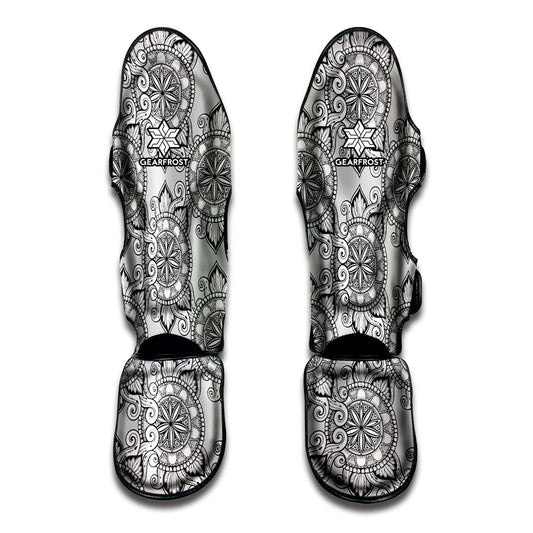 Zentangle Floral Pattern Print Muay Thai Shin Guard