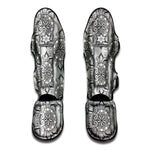 Zentangle Floral Pattern Print Muay Thai Shin Guard