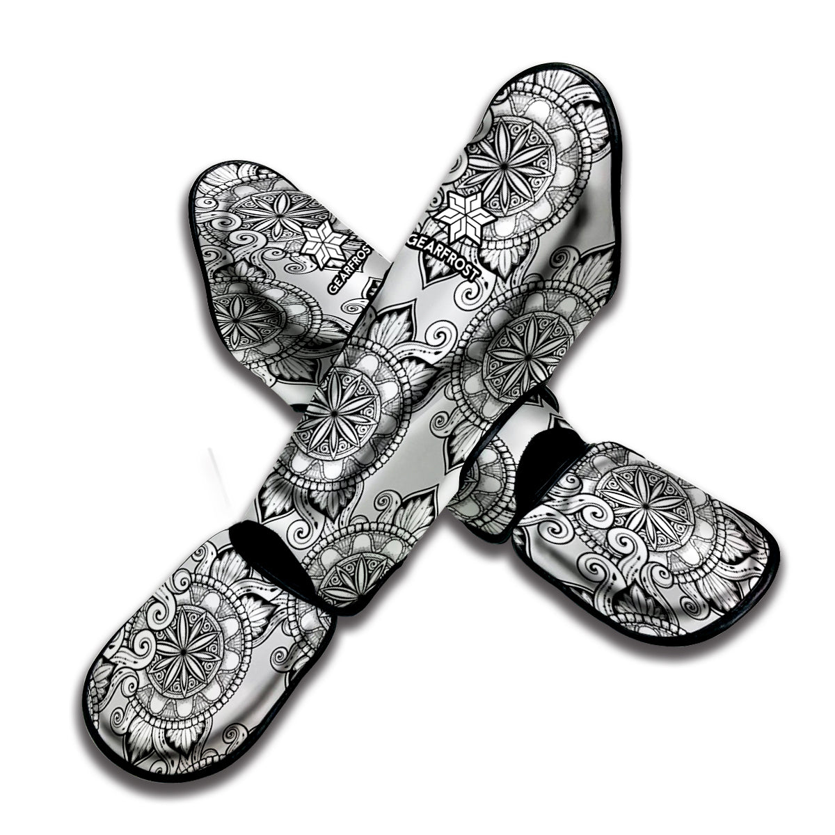 Zentangle Floral Pattern Print Muay Thai Shin Guard