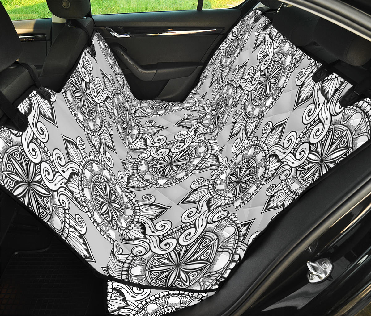 Zentangle Floral Pattern Print Pet Car Back Seat Cover