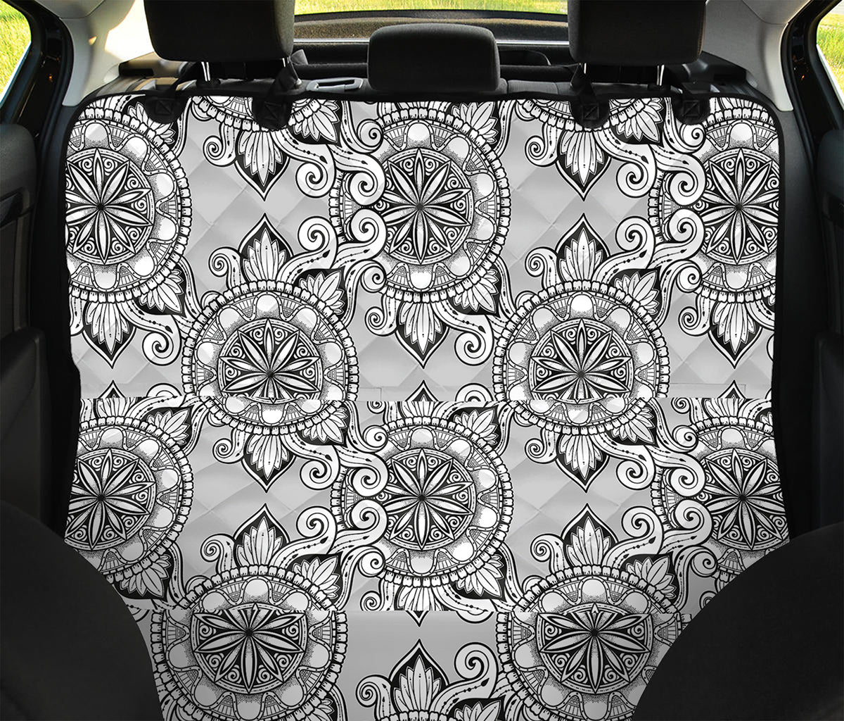 Zentangle Floral Pattern Print Pet Car Back Seat Cover