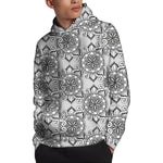 Zentangle Floral Pattern Print Pullover Hoodie