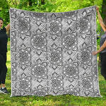 Zentangle Floral Pattern Print Quilt