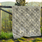 Zentangle Floral Pattern Print Quilt