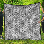 Zentangle Floral Pattern Print Quilt