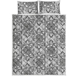 Zentangle Floral Pattern Print Quilt Bed Set