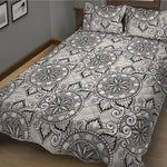 Zentangle Floral Pattern Print Quilt Bed Set