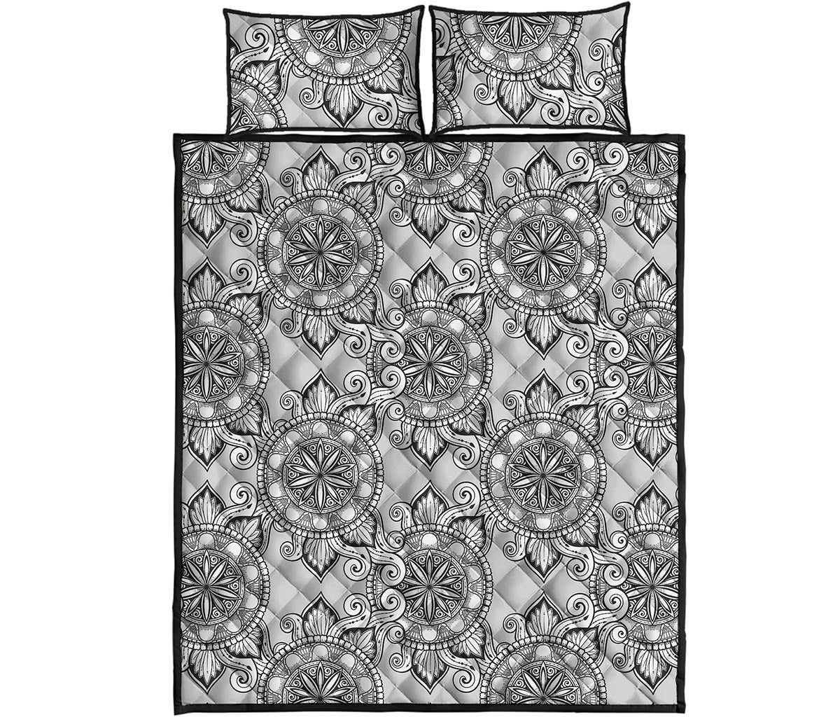 Zentangle Floral Pattern Print Quilt Bed Set