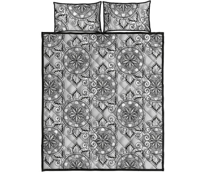 Zentangle Floral Pattern Print Quilt Bed Set