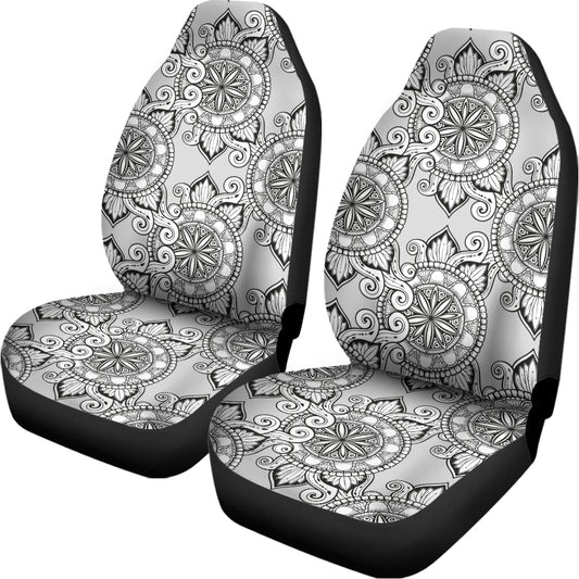 Zentangle Floral Pattern Print Universal Fit Car Seat Covers