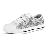 Zentangle Floral Pattern Print White Low Top Shoes