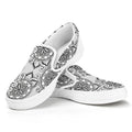 Zentangle Floral Pattern Print White Slip On Sneakers